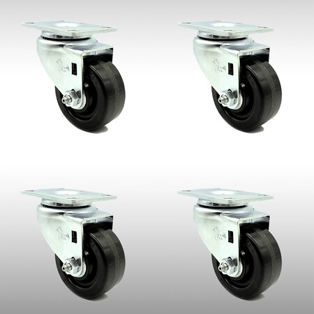 Service Caster 3.5 Inch SS Phenolic Wheel Swivel Top Plate Caster Set SCC-SS20S3514-PHS-4